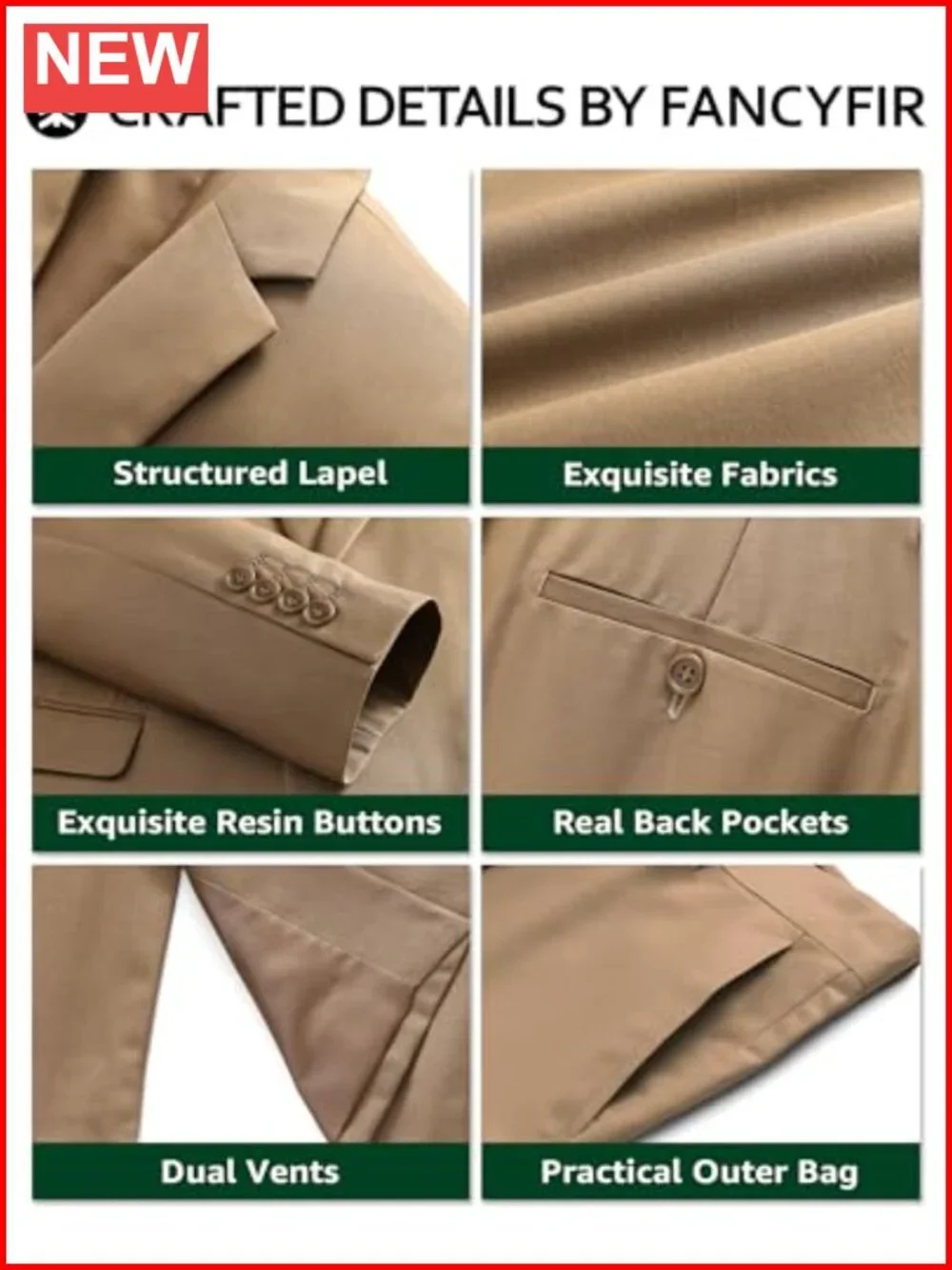 Men's Slim Fit 2-Piece Suit Set Double-Breasted Blazer Pants Stretch Wedding